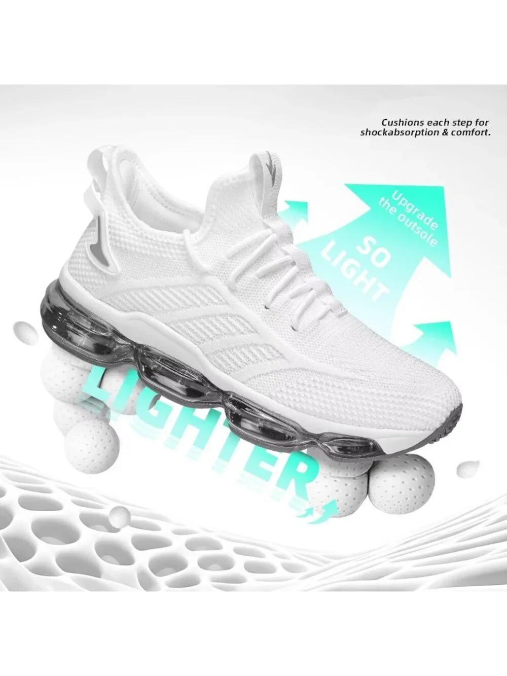Men's White Running Shoes Fashion Air Cushion Slip on Walking Tennis Sneakers